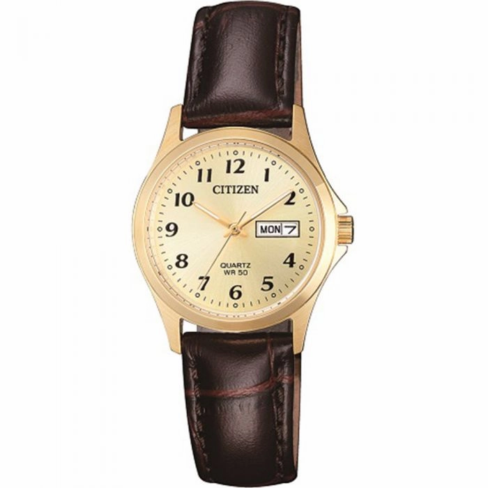 Citizen Quartz EQ2002-07P Affordable Leather Watch Leather Watch Discount