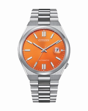 Citizen Tsuyosa Automatic Silver Stainless Steel Orange Dial Watch NJ0151-88Z 