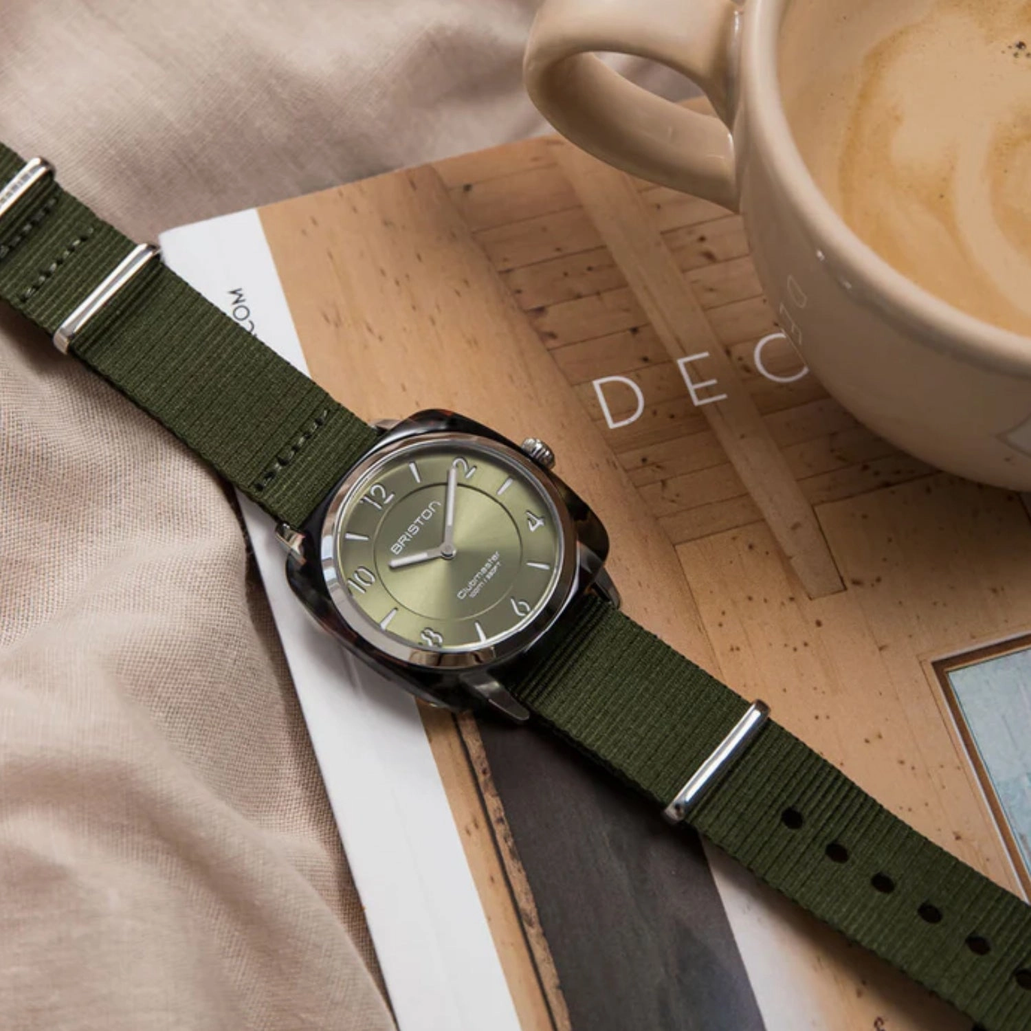 Clubmaster Chic Women Quartz Olive Green Dial Analog Nato Watch 21536.PRA.UG.26.NOL