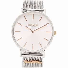 Coach Women's Watch - Perry Quartz White Dial Silver Tone Steel Bracelet | 14503336 Luxury Quartz Watch Quartz Watch Sale