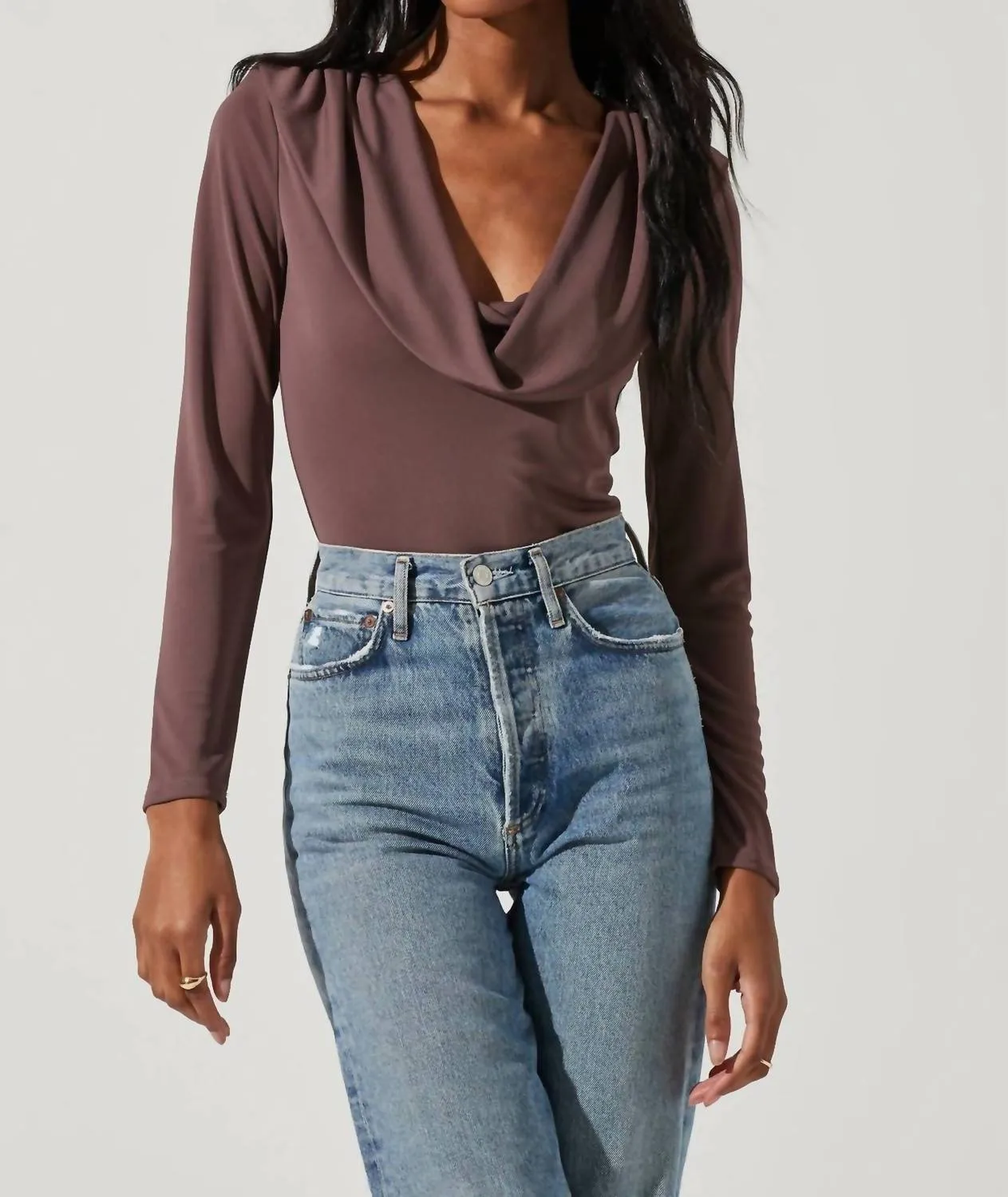 Cowl Bodysuit In Mocha