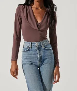 Cowl Bodysuit In Mocha