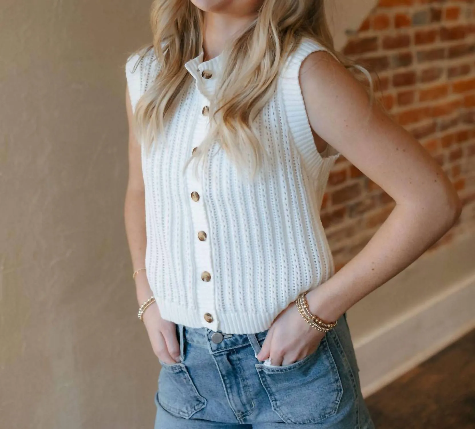 Crochet Vest In White
