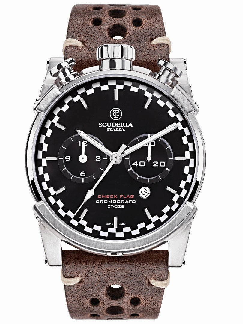 CT Scuderia BULLET HEAD CHEQUERED FLAG Brown Swiss Made Mens Watch CWEH00119 Sports Watch for Men/Women Budget Sports Watch Luxury Sports Watch
