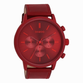 Dahlia red OOZOO watch with leather strap - C11207,seiko watches,mens watches,couple watches,watches designer,watches discount,best watches for men