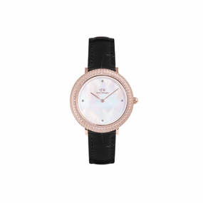 Daniel Wellington Crystalline Bezel Black Croc Rose Gold White Dial Watch DW00100827 