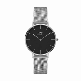 Daniel Wellington Petite 28mm Sterling Black Dial Watch DW00100218 