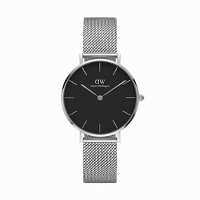 Daniel Wellington Petite 36mm Sterling Black Dial Watch DW00100304 
