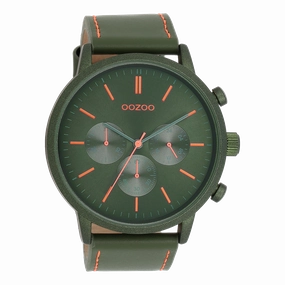 Dark green OOZOO watch with leather strap - C11206,seiko watches,mens watches,couple watches,watches designer,watches discount,best watches for men