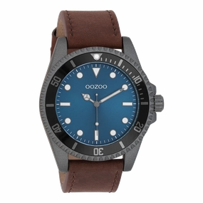 Dark grey OOZOO watch with brown leather strap - C11116,seiko watches,mens watches,couple watches,watches designer,watches discount,best watches for men