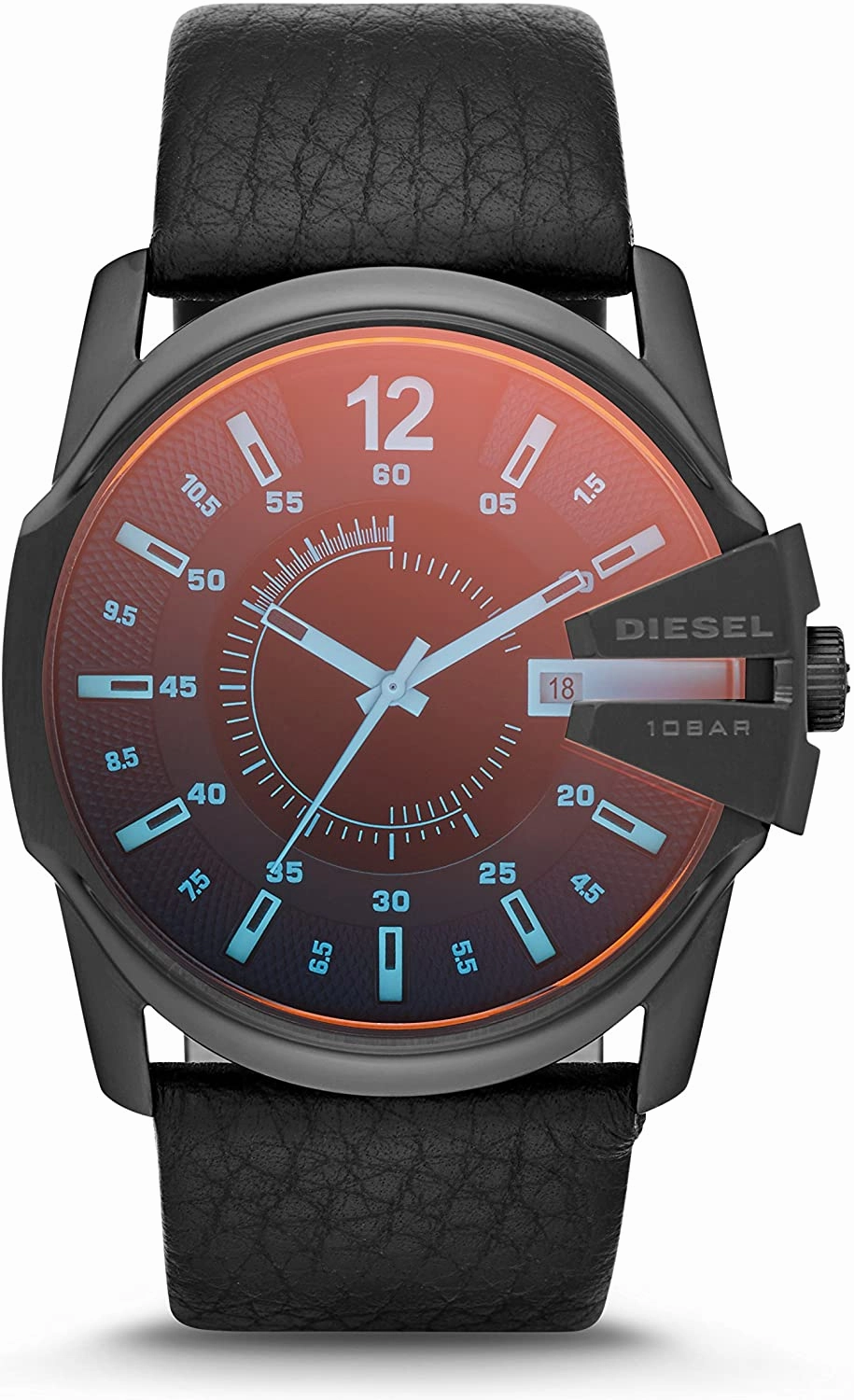 Diesel Master Chief Three-Hand Black Leather Mens Watch DZ1657 