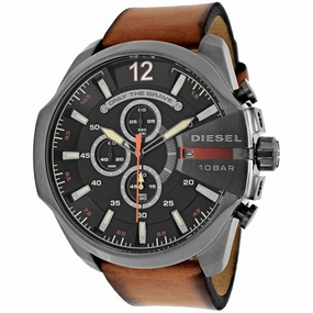Diesel Men's Watch - Mega Chief Quartz Chronograph Black Dial Leather Strap | DZ4343 Luxury Quartz Watch Quartz Watch Sale