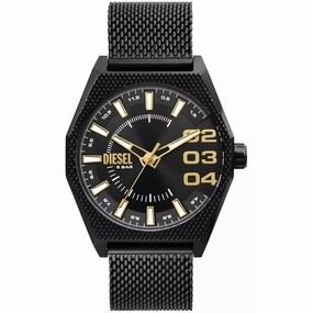 Diesel Men's Watch - Scraper Quartz Black Dial Stainless Steel Bracelet | DZ2194 
