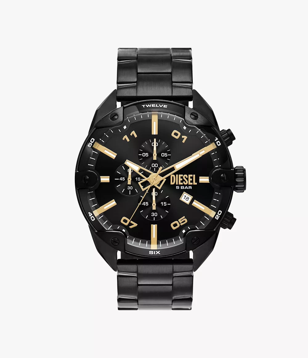 Diesel Spiked Chronograph Black Stainless Steel Watch DZ4644 