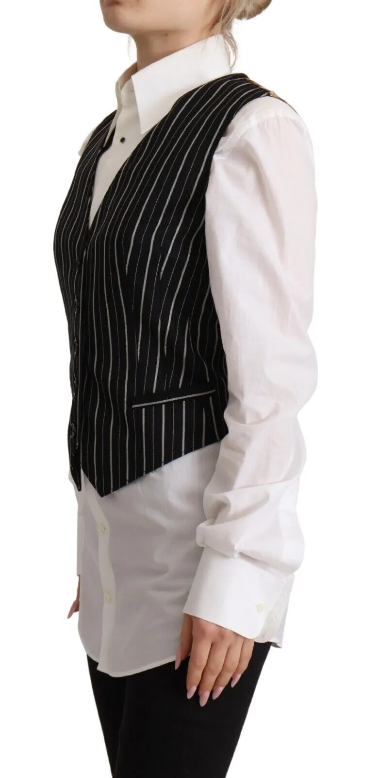 Dolce & Gabbana Elegant V-Neck Sleeveless Wool-Blend Women's Vest