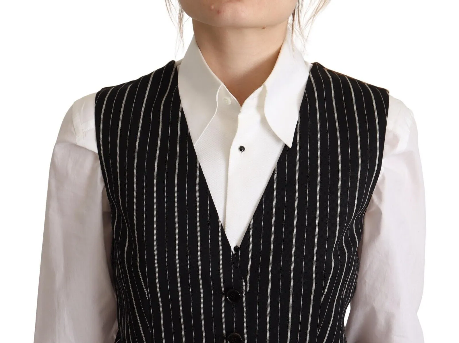 Dolce & Gabbana Elegant V-Neck Sleeveless Wool-Blend Women's Vest
