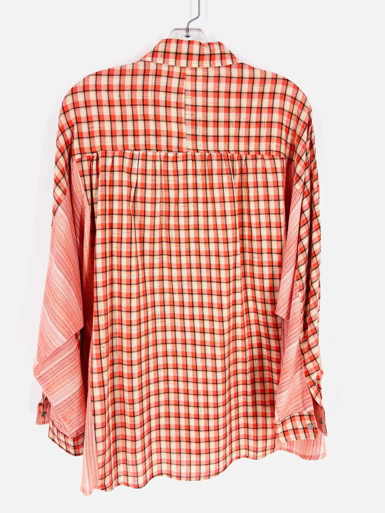 Easel Size M Or/Br/Bk Plaid Stripe Tops Blouse