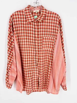 Easel Size M Or/Br/Bk Plaid Stripe Tops Blouse