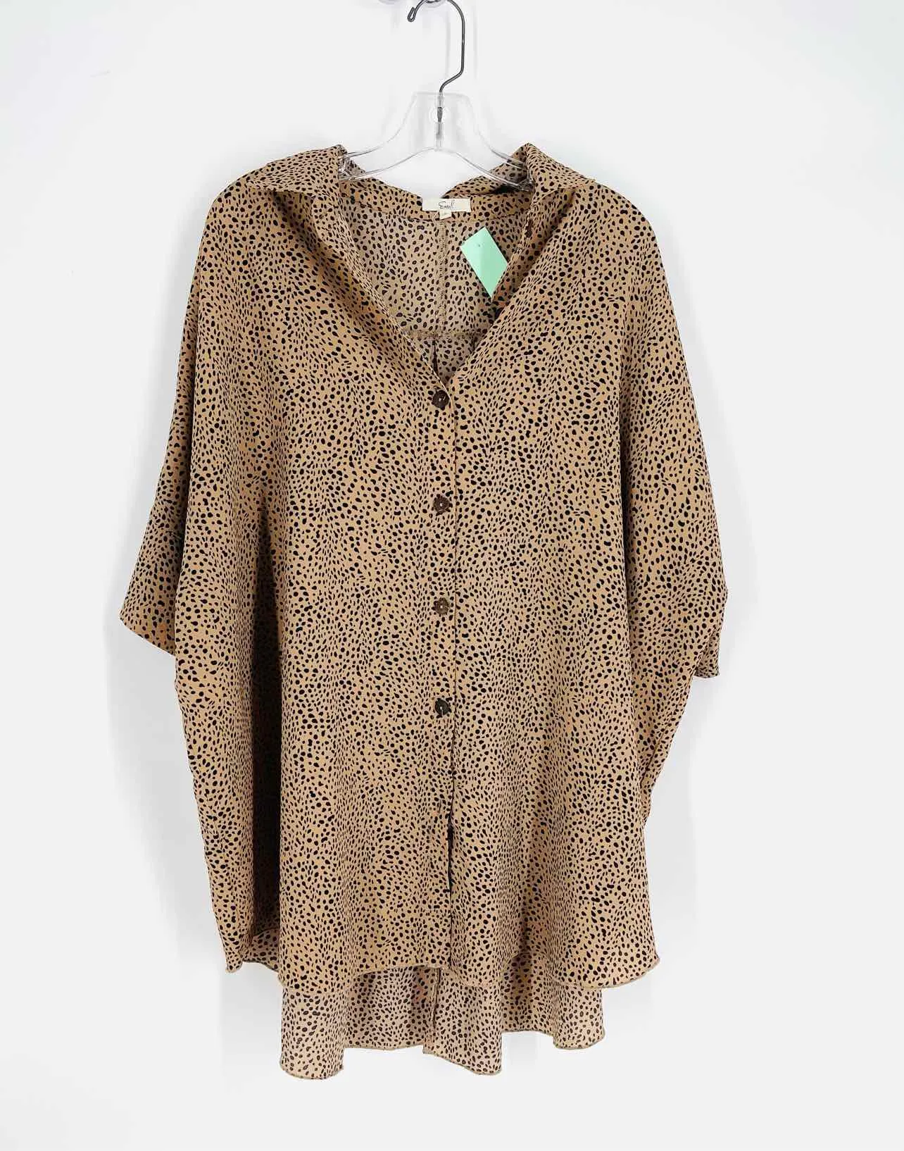 Easel Size S Brown/Black Print Tops Blouse