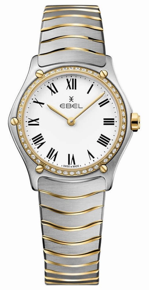 Ebel Wave Stainless Steel & 18K Yellow Gold White Dial Diamonds Quartz Womens Watch 1216389 Women??s luxury watches Affordable women watches