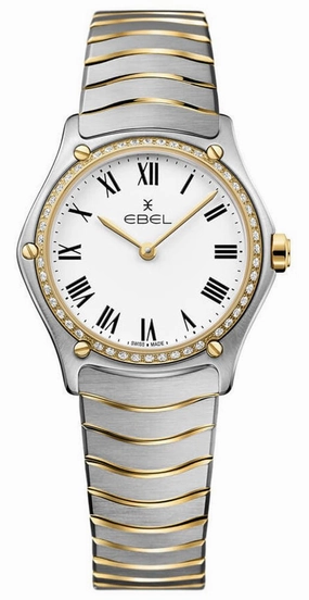 Ebel Wave Stainless Steel & 18K Yellow Gold White Dial Diamonds Quartz Womens Watch 1216389 Women??s luxury watches Affordable women watches