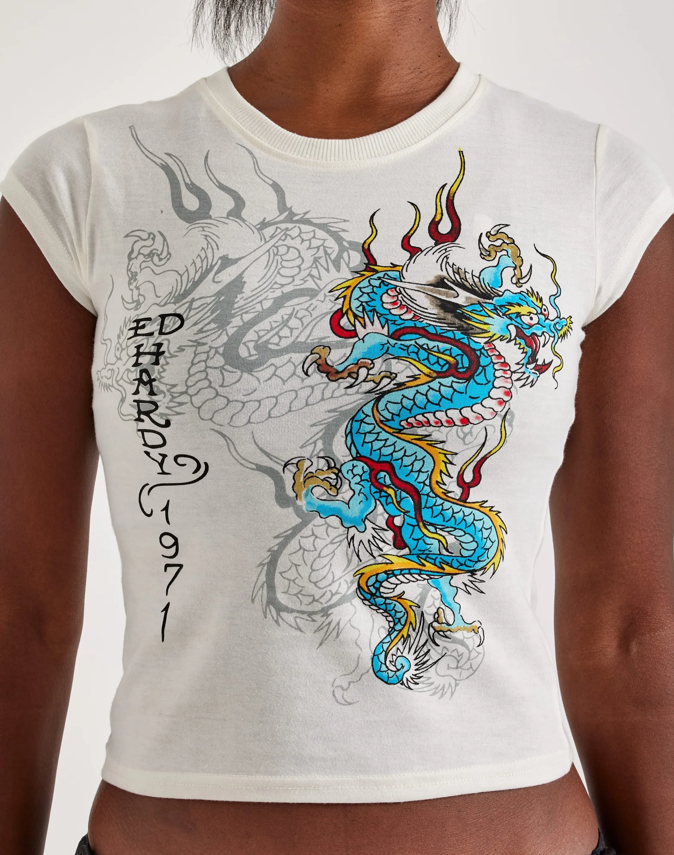 Ed Hardy Dragon Cap Sleeve Tee
