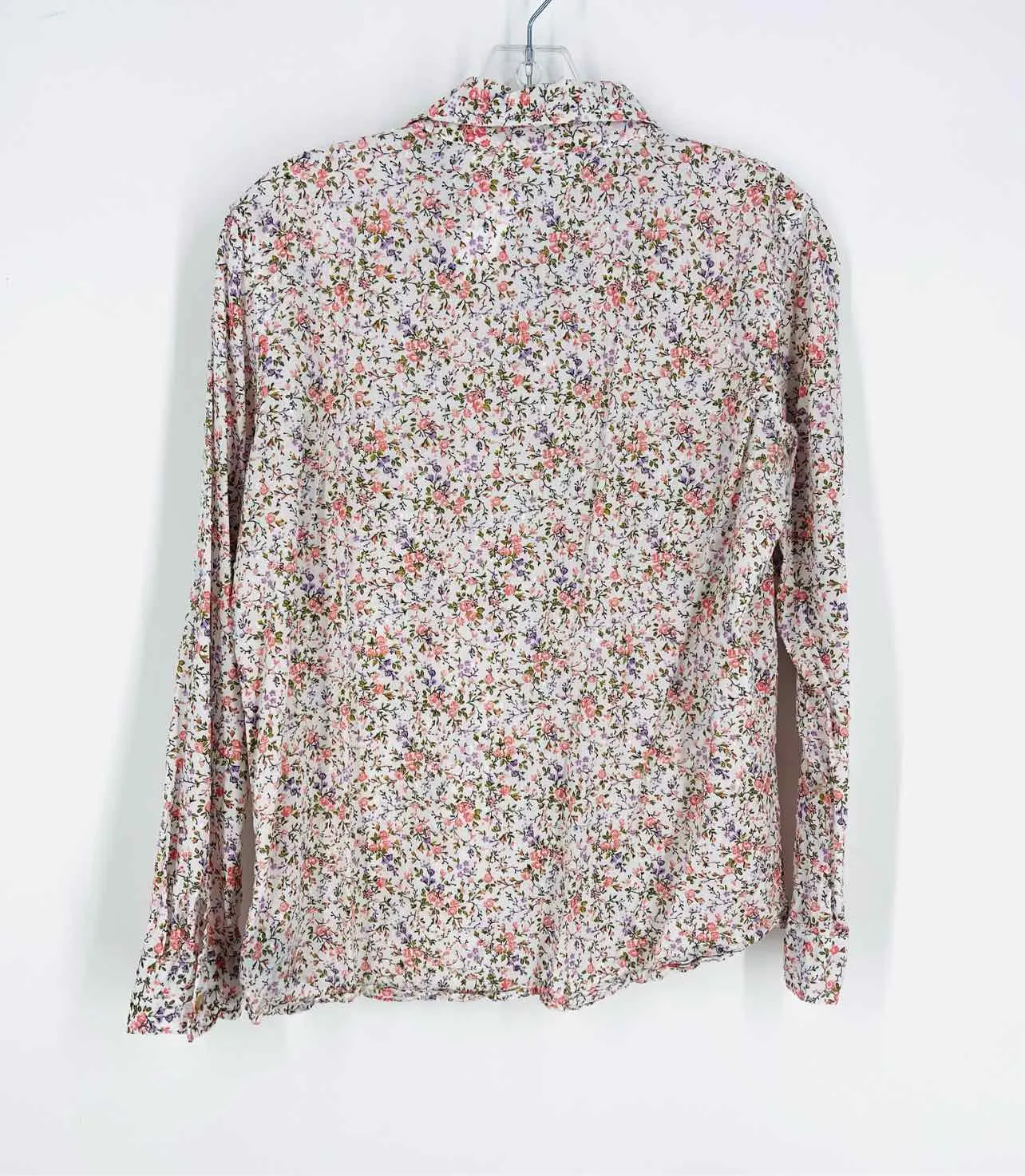 Eden & Olivia Size M Wh/Pk/Pu Floral Swiss Dot Tops Blouse