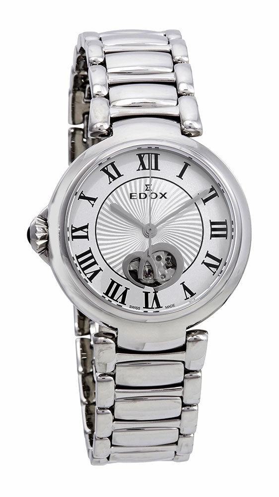 Edox LaPassion Open Heart Stainless Steel Silver Dial Ladies Automatic Watch 85025-3M-ARN Women??s luxury watches Affordable women watches