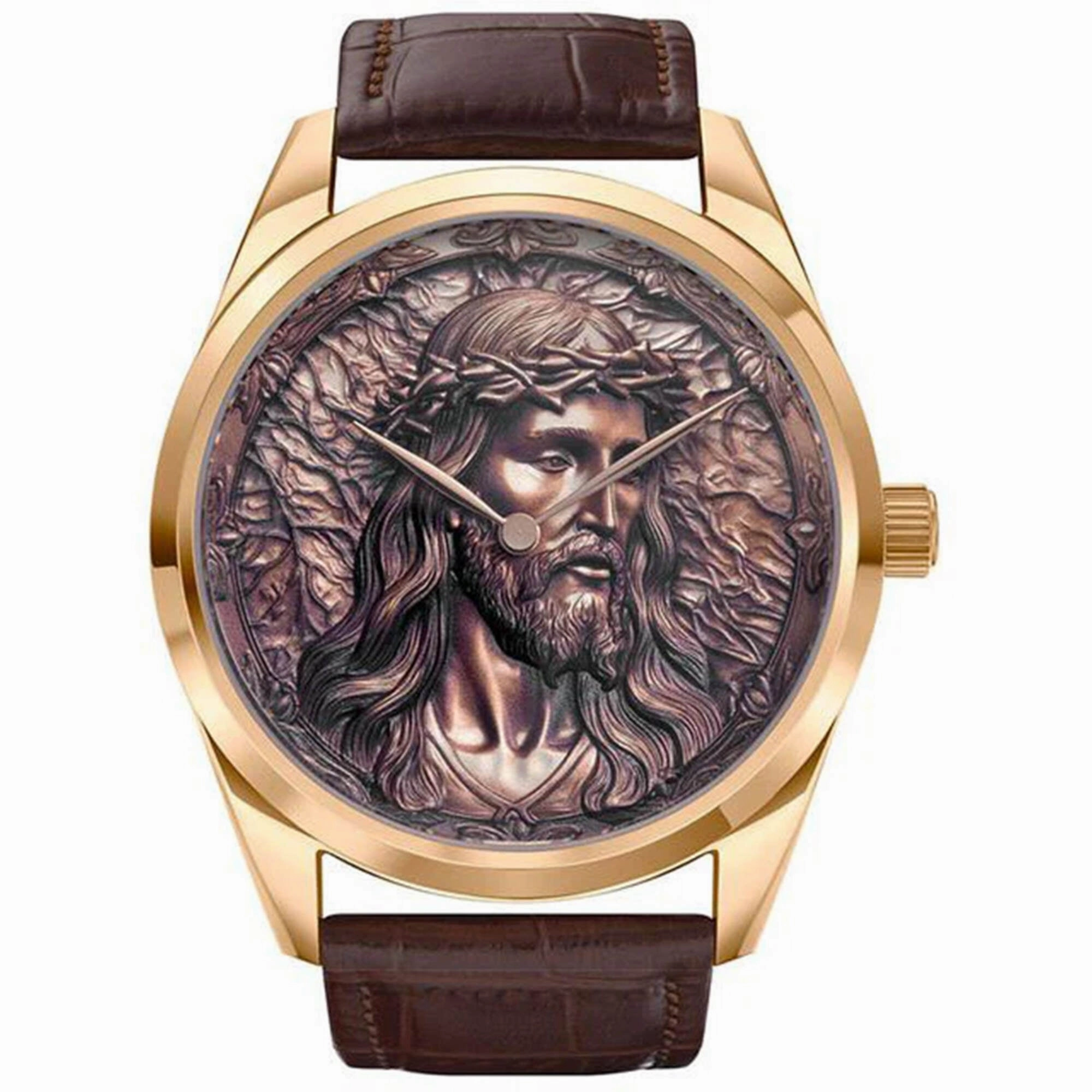 Egard Men's Watch - In His name Rose Gold Tone Dial Leather Strap | WCH-S9887-ROS 