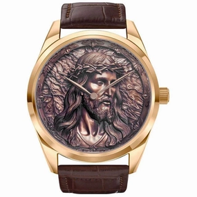 Egard Men's Watch - In His name Rose Gold Tone Dial Leather Strap | WCH-S9887-ROS 
