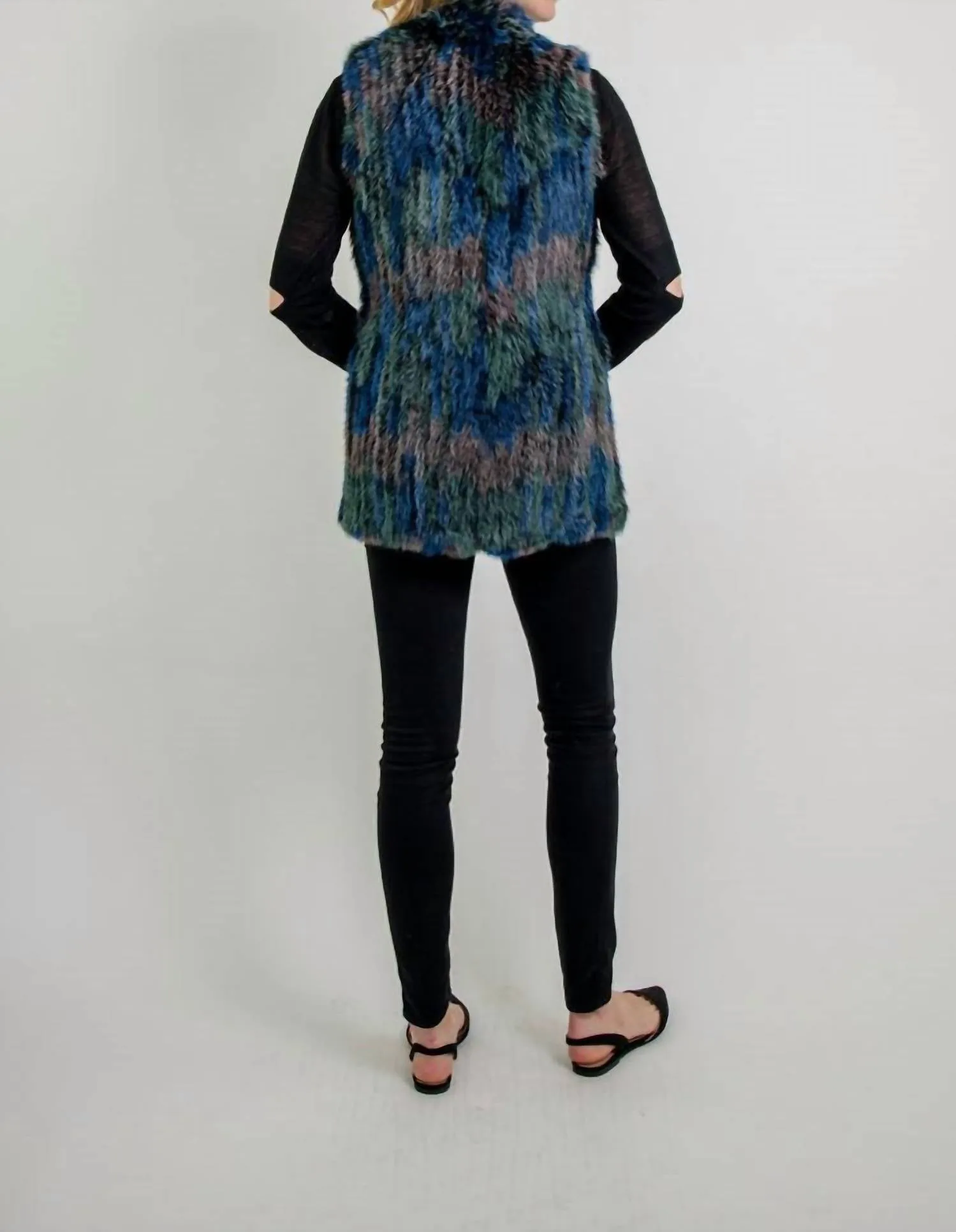 Elijah Genuine Rabbit Fur Vest In Multi