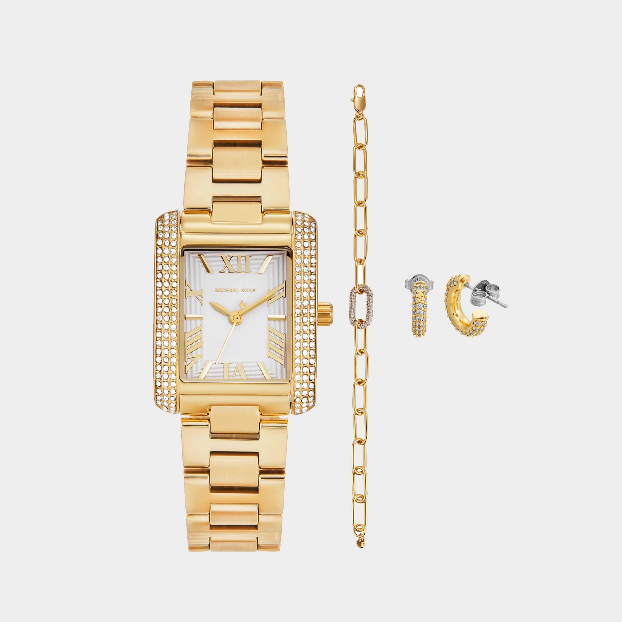 Emery Women Quartz White Dial Analog Stainless Steel Watch MK4837SET women watches best women watches affordable women's watches branded women watches