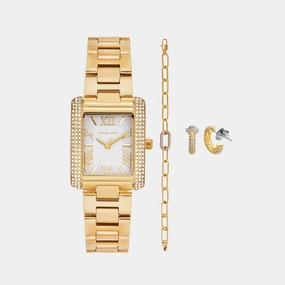 Emery Women Quartz White Dial Analog Stainless Steel Watch MK4837SET women watches best women watches affordable women's watches branded women watches