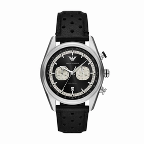 Emporio Armani Black Leather Chronograph Wristwatch AR11635 