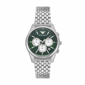 Emporio Armani Chronograph Men's Watch with Green Dial and Steel Band AR11581 