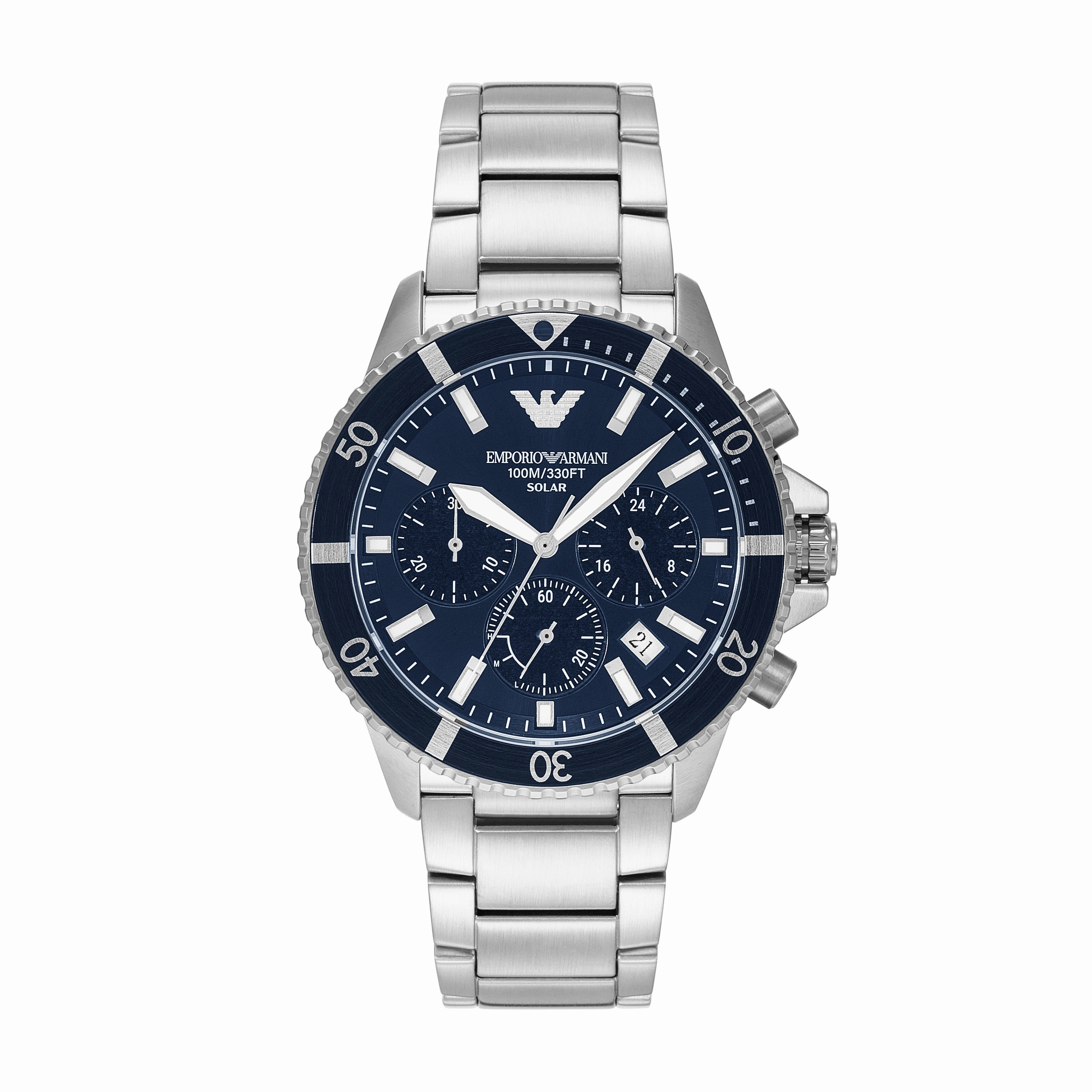 Emporio Armani World Explorer Solar Blue Dial Stainless Steel Watch AR11681 