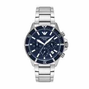 Emporio Armani World Explorer Solar Blue Dial Stainless Steel Watch AR11681 