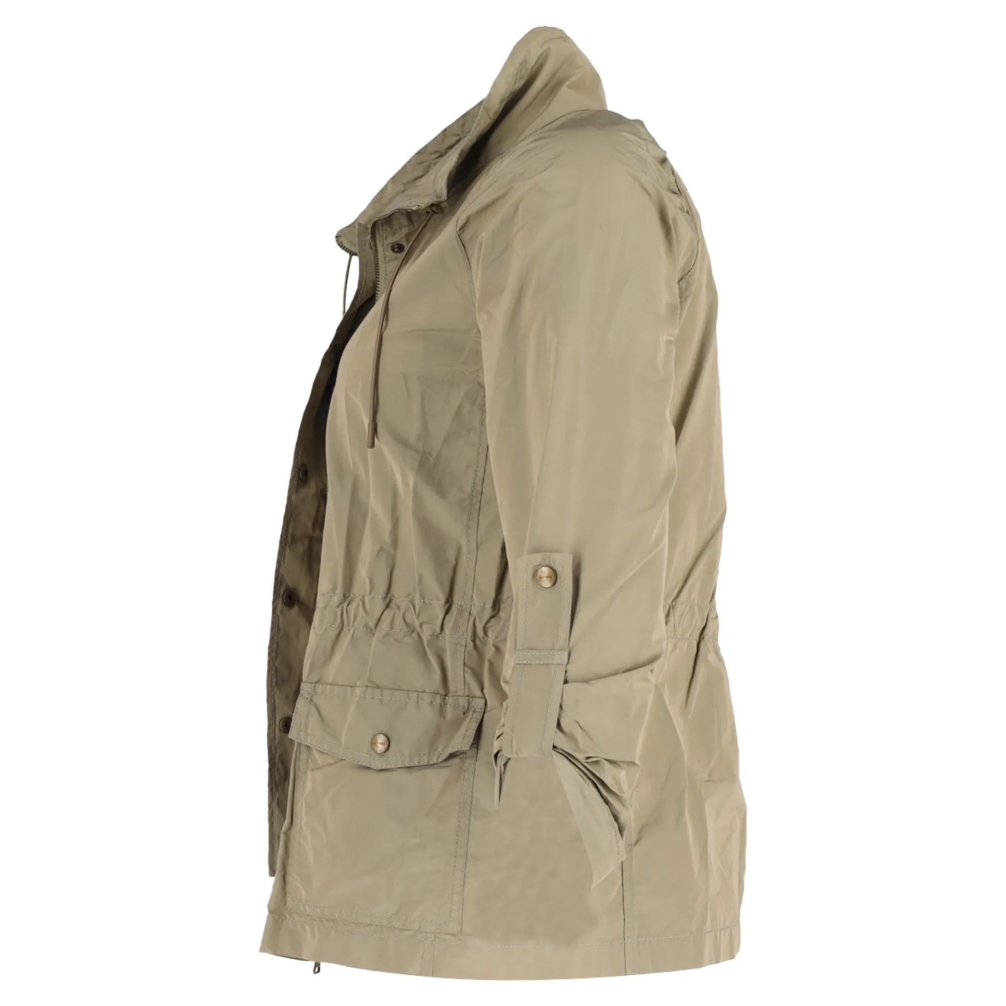 Etro Zipped and Buttoned Parka Jacket in Olive Nylon