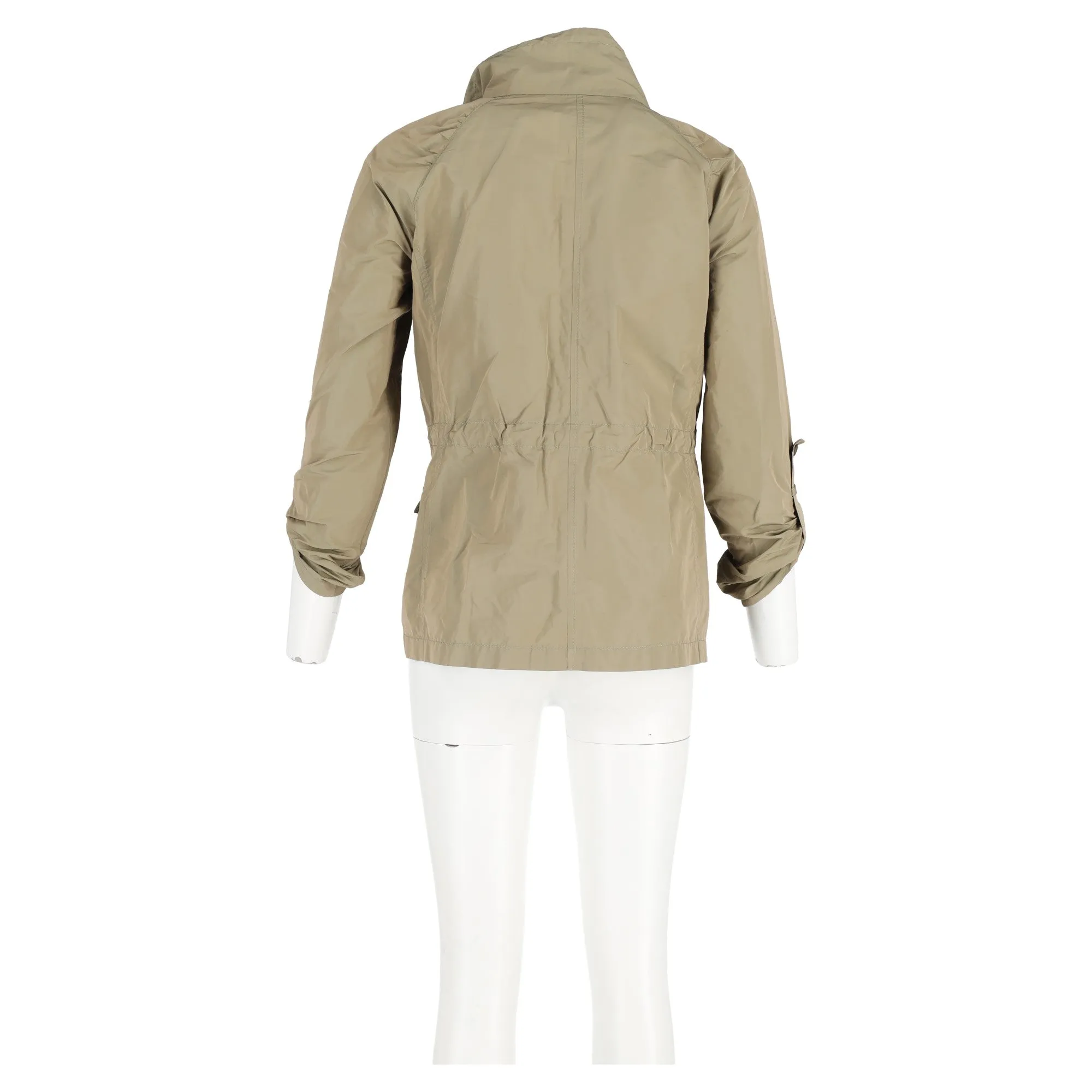 Etro Zipped and Buttoned Parka Jacket in Olive Nylon