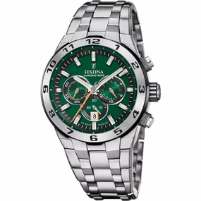 Festina Chrono Bike Green Dial Stainless Steel Strap Men's Watch F20670/2 