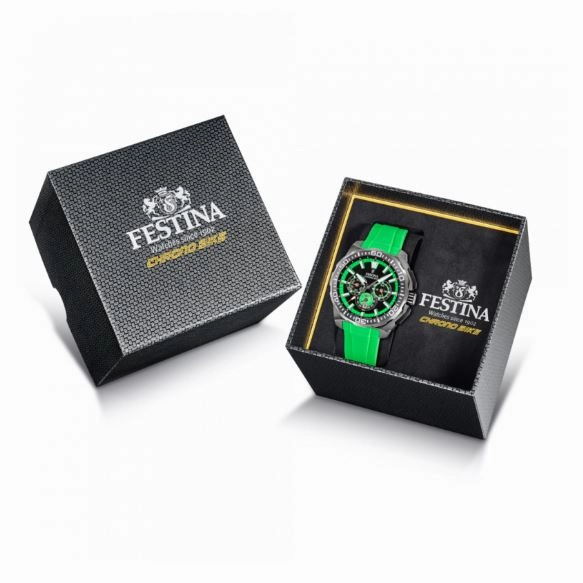 Festina Chrono Bike Green Rubber Strap Watch F20725/3