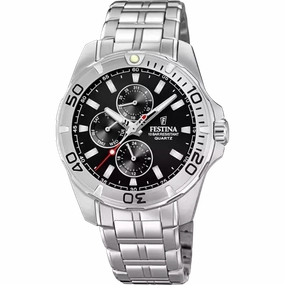 Festina F20445/3 Men's Multifunctional Watch with Black Dial and Stainless Steel Band 