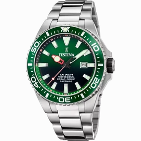 Festina Green Dial Stainless Steel Bracelet Men's Watch F20663/2 