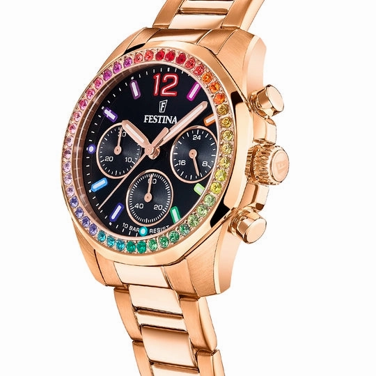 Festina Rainbow Black Dial Stainless Steel Strap Women's Watch F20639/3