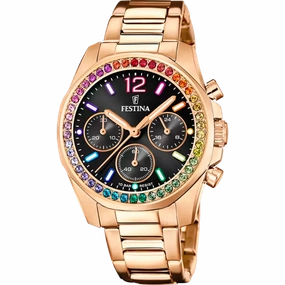 Festina Rainbow Black Dial Stainless Steel Strap Women's Watch F20639/3,quartz watch, quartz watches for men, quartz watches for women, best quartz watch, minimalist quartz watch, luxury quartz watch, waterproof quartz watch,analog quartz watch, digital q