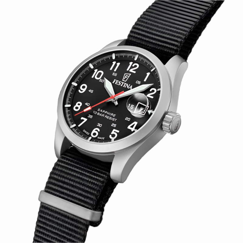 Festina Swiss Made Black Nylon Strap Watch f20082/3