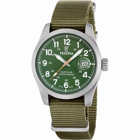 Festina Swiss Made Green Dial Nylon Strap Watch f20082/2 