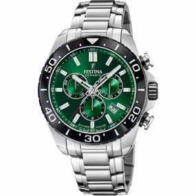 Festina Swiss Made Green Dial Stainless Steel Bracelet Men's Watch F20042/3 