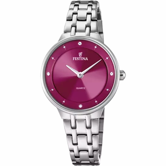 Festina Women's Sophisticated Stainless Steel Watch with Bordeaux Dial F20600/2 
