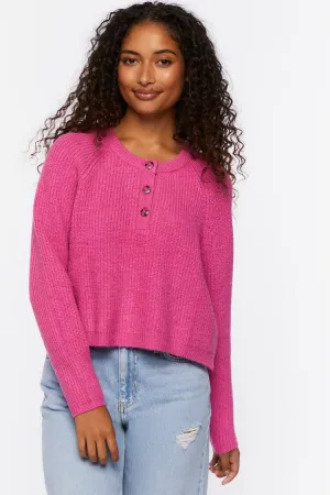 Forever 21 Knit Women's Ribbed Button-Front Sweater Azalea Forever 21